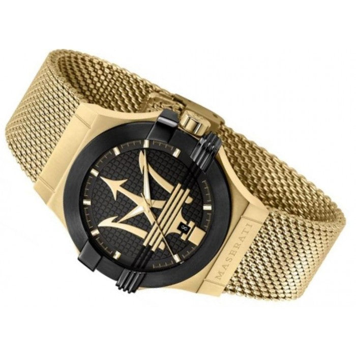 Maserati Potenza Quartz Black Dial Gold Mesh Bracelet Watch For Men - R8853108006 Buy Now By Maserati