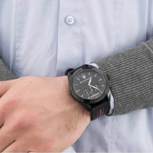 Maserati Traguardo Chronograph Black Dial Black Rubber Strap Watch For Men - R8871612004 Buy Now By Maserati
