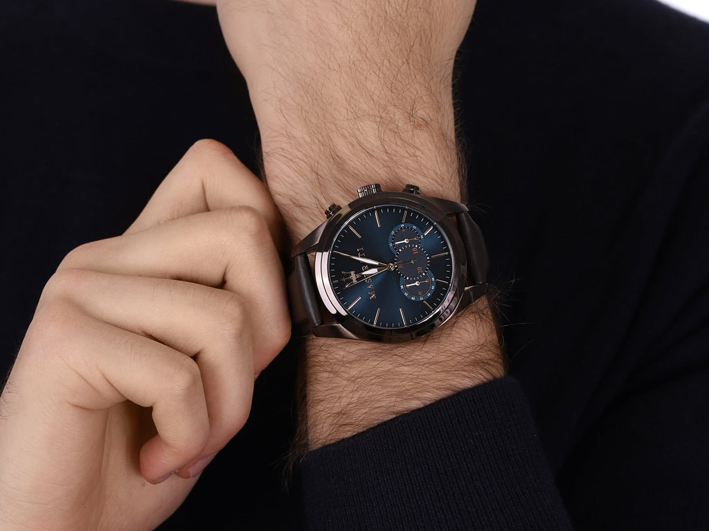 Maserati Traguardo Chronograph Blue Dial Brown Leather Strap Watch For Men - R8871612008 Buy Now By Maserati