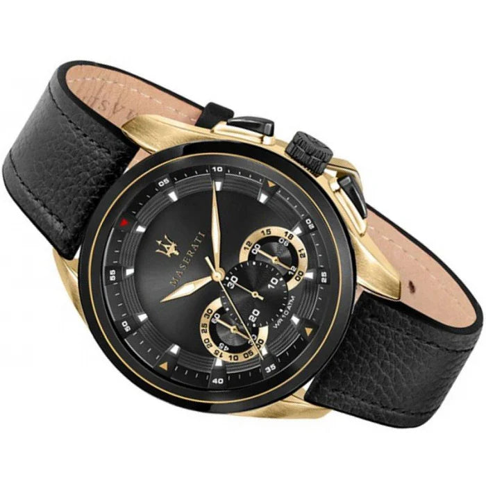Maserati Traguardo Chronograph Black Dial Black Leather Strap Watch For Men - R8871612033 Buy Now By Maserati