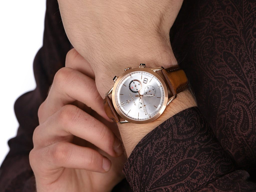 Maserati Ricordo Chronograph Silver Dial Brown Leather Strap Watch For Men - R8871633002 Buy Now By Maserati