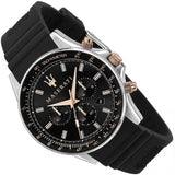 Maserati SFIDA 44mm Black Silicon Chronograph Watch For Men - R8871640002 Buy Now By Maserati
