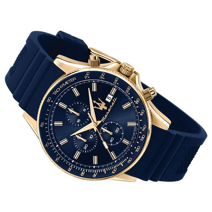Maserati SFIDA Chronograph Blue Dial Blue Rubber Strap Watch For Men - R8871640004 Buy Now By Maserati