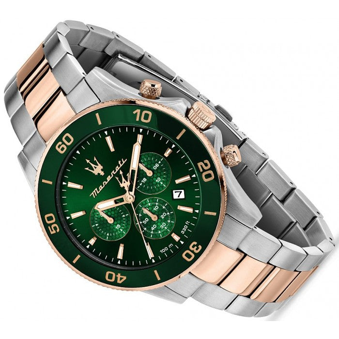 Maserati Competizione Chronograph Green Dial Two Tone Steel Strap Watch For Men - R8873600004 Buy Now By Maserati