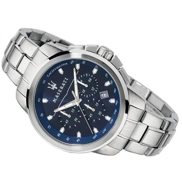Maserati Successo Chronograph Blue Dial Silver Steel Strap Watch For Men - R8873621002 Buy Now By Maserati