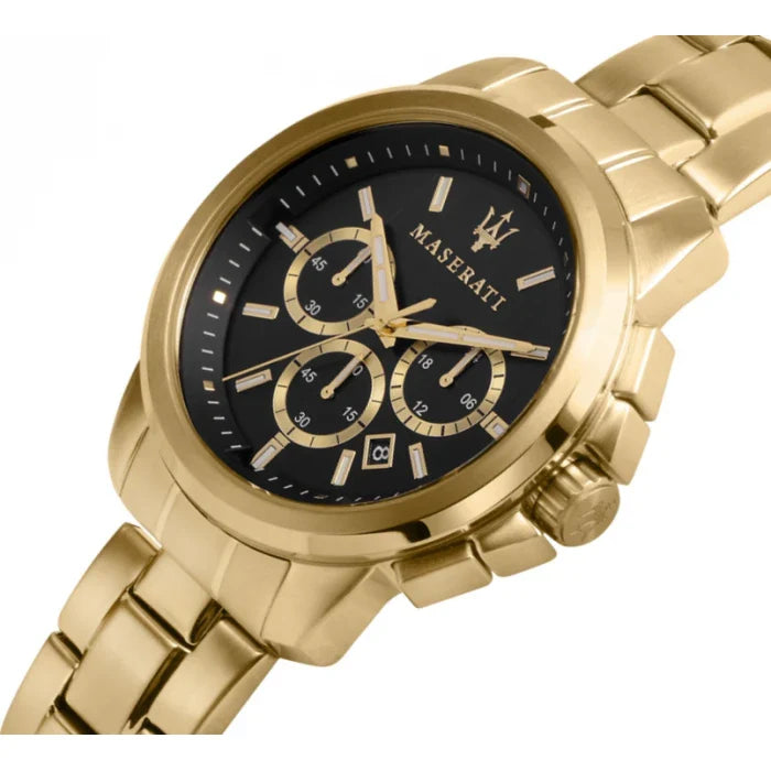 Maserati Successo 44mm Black Dial Gold Stainless Steel Strap Watch For Men - R8873621013 Buy Now By Maserati