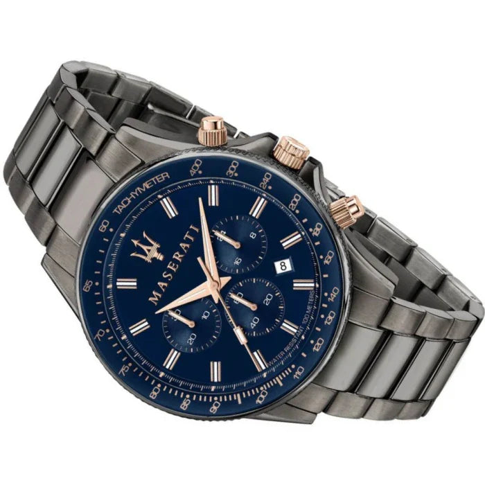 Maserati SFIDA Chronograph Blue Dial Grey Steel Strap Watch For Men - R8873640001 Buy Now By Maserati