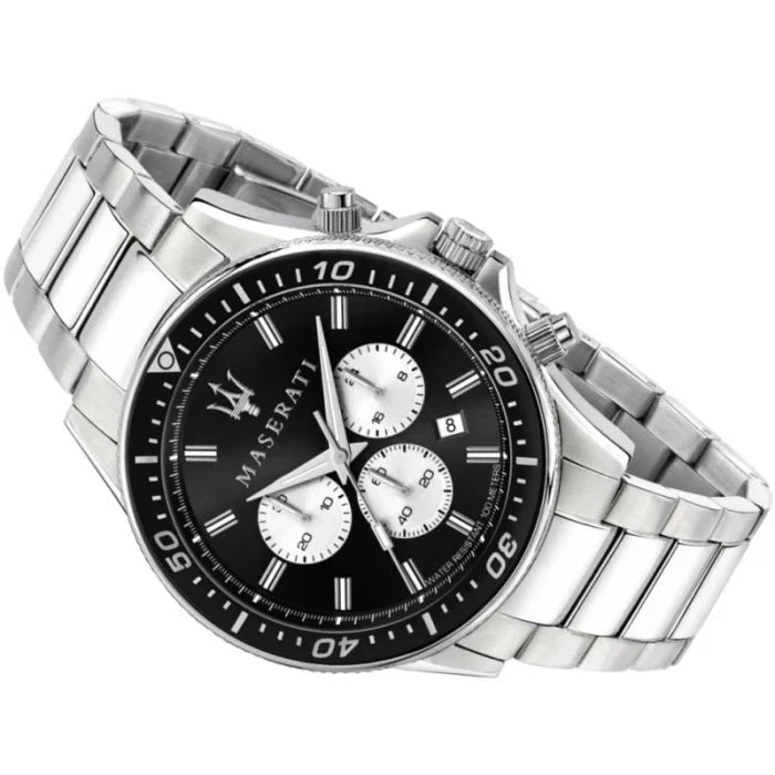 Maserati SFIDA Chronograph Black Dial Silver Steel Strap Watch For Men - R8873640004 Buy Now By Maserati