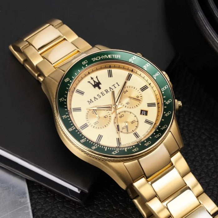 Maserati SFIDA Quartz Yellow Dial Gold Strap Watch For Men - R8873640005 Buy Now By Maserati