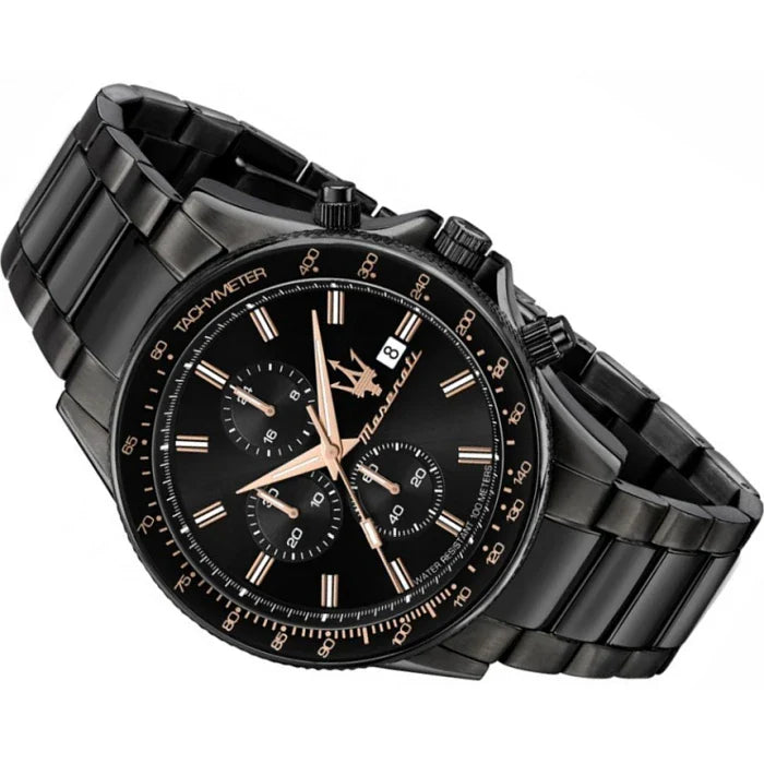 Maserati SFIDA Chronograph Black Dial Black Steel Strap Watch For Men - R8873640011 Buy Now By Maserati