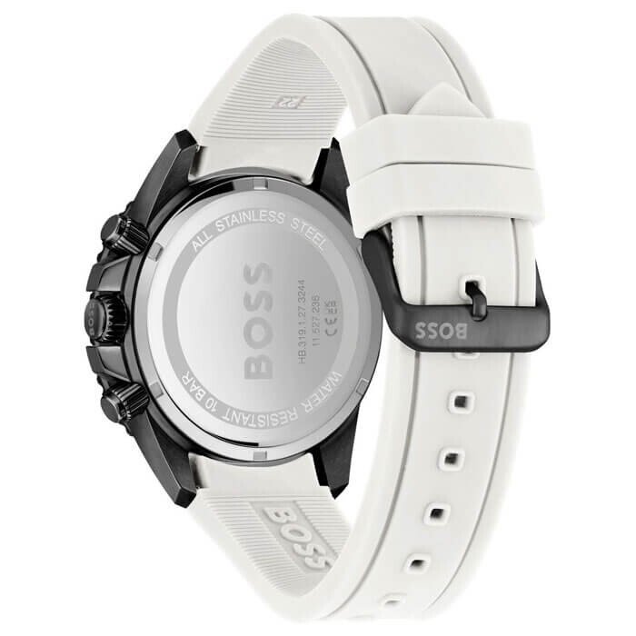 Hugo Boss Admiral Chronograph Black Dial White Rubber Strap Watch for Men - 1513966 Buy Now By Hugo Boss