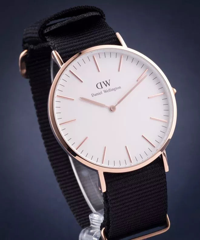 Daniel Wellington Classic Cornwall White Dial Black Nylon Strap Watch For Men - DW00100257 Buy Now By Daniel Wellington