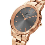 Daniel Wellington Iconic Link Grey Dial Rose Gold Steel Strap Watch For Women - DW00100332 Buy Now By Daniel Wellington