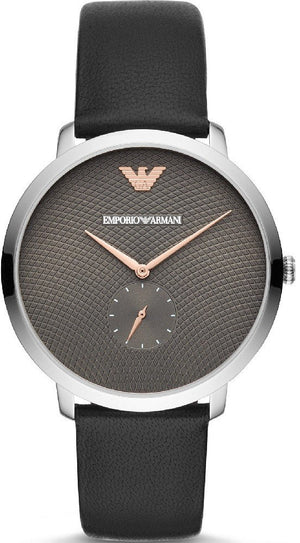 Emporio Armani Modern Slim Quartz Grey Dial Black Leather Strap Watch For Men - AR11162 Buy Now By Emporio Armani