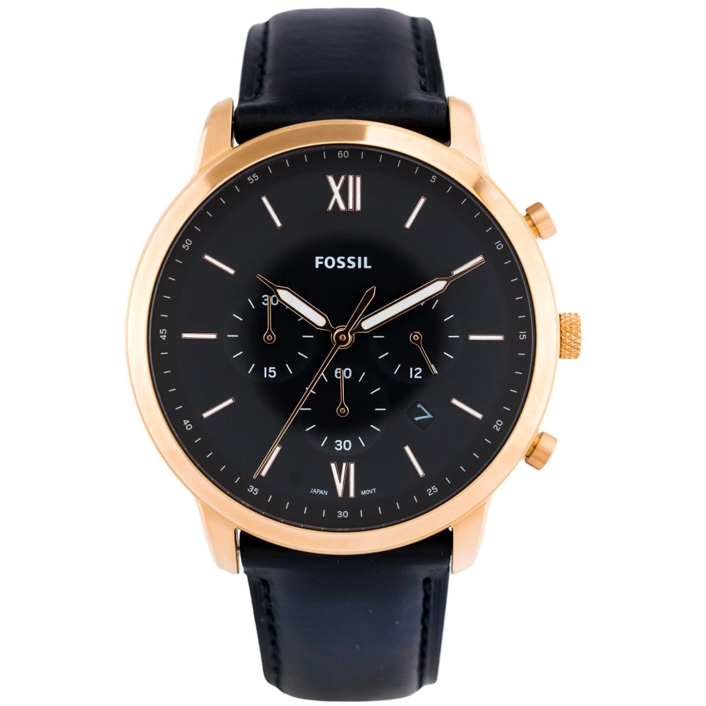 Fossil Neutra Chronograph Black Dial Black Leather Strap Watch for Men - FS5381 Buy Now By Fossil