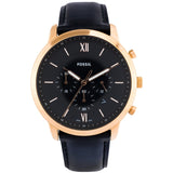 Fossil Neutra Chronograph Black Dial Black Leather Strap Watch for Men - FS5381 Buy Now By Fossil