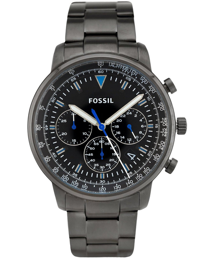 Fossil Goodwin Chrono Analog Black Dial Grey Steel Strap Watch for Men - FS5518 Buy Now By Fossil