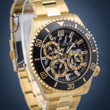Guess Axle Multifunction Black Dial Gold Steel Strap Watch For Men - GW0488G2 Buy Now By Guess