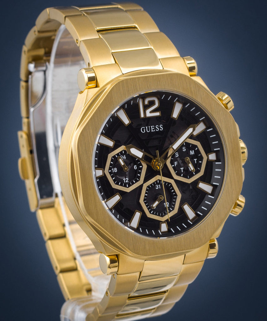 Guess Edge Chronograph Black Dial Gold Steel Strap Watch For Men - GW0539G2 Buy Now By Guess