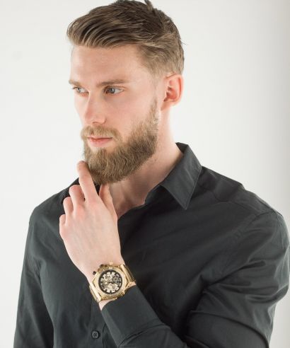 Guess Continental Gold Dial Gold Steel Strap Watch For Men - GW0260G4 Buy Now By Guess