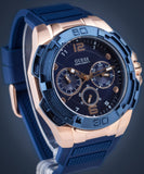 Guess Genesis Quartz Blue Dial Blue Silicone Strap Watch For Men - W1254G3 Buy Now By Guess
