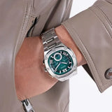 Guess Headline Quartz Green Dial Silver Steel Strap Watch For Men - GW0572G6 Buy Now By Guess