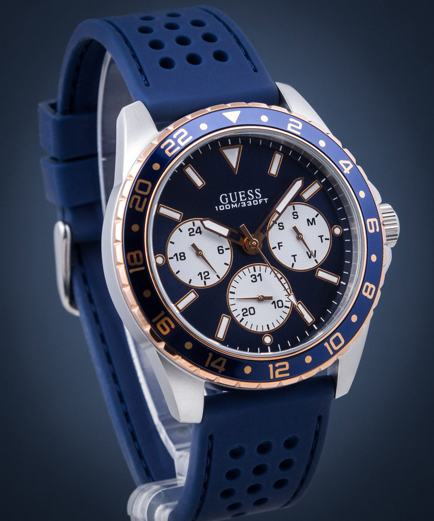 Guess Odyssey Multifunction Blue Dial Blue Rubber Strap Watch For Men - W1108G4 Buy Now By Guess