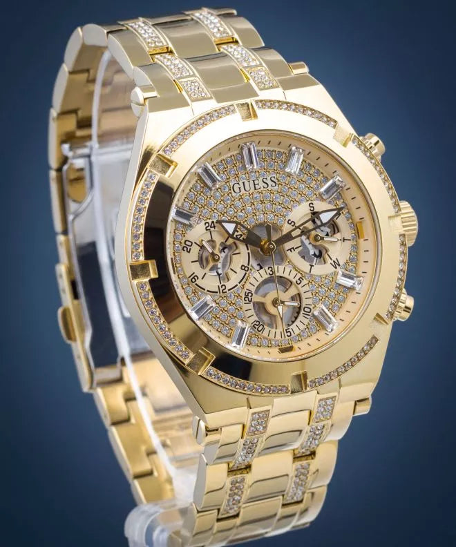 Guess Continental Diamonds Gold Dial Gold Steel Strap Watch for Men - GW0261G2 Buy Now By Guess