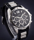 Guess Intrepid Chronograph Black Dial Two Tone Steel Strap Watch for Men - W0167G1 Buy Now By Guess