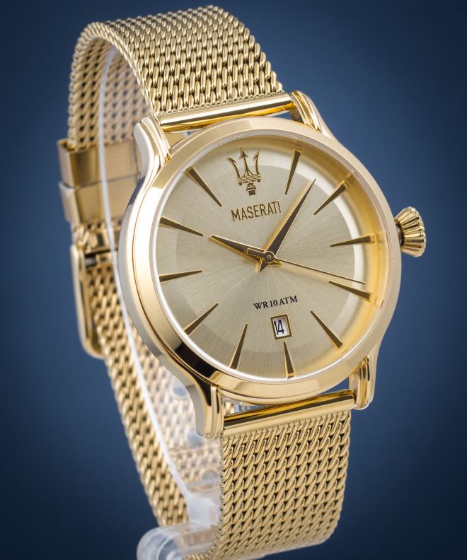 Maserati Epoca Golden Dial Golden Mesh Bracelet Watch For Men - R8853118003 Buy Now By Maserati