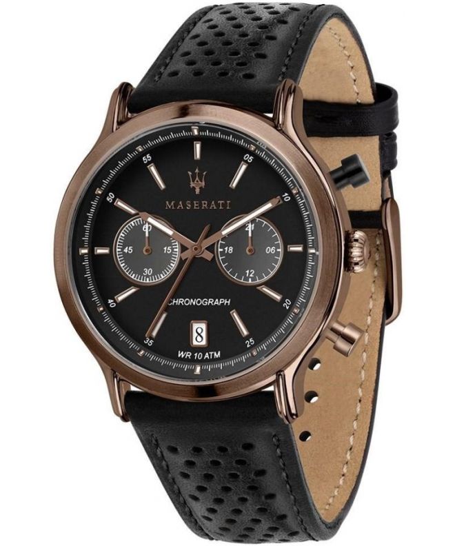 Maserati Legend Chronograph Black Dial Black Leather Strap Watch For Men - R8871638001 Buy Now By Maserati
