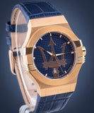 Maserati Potenza 42mm Rose Gold & Blue Dial Blue Leather Strap Watch For Men - R8851108027 Buy Now By Maserati