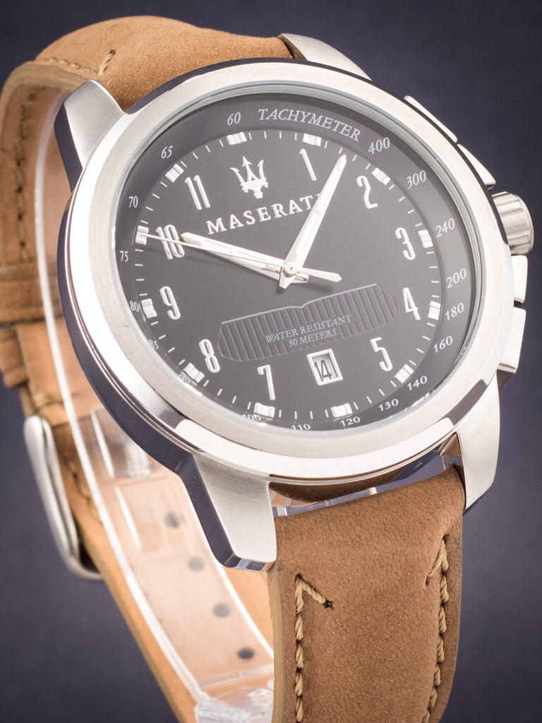 Maserati Successo Black Dial Beige Leather Strap Watch For Men - R8851121004 Buy Now By Maserati