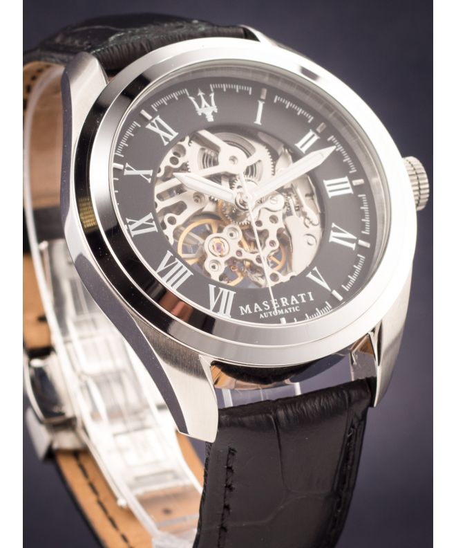 Maserati Traguardo Automatic Black Dial Black Leather Strap Watch For Men - R8871612001 Buy Now By Maserati