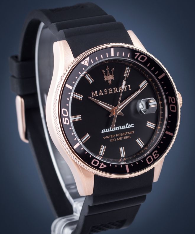 Maserati SFIDA Automatic Black Dial Black Rubber Strap Watch For Men - R8821140001 Buy Now By Maserati