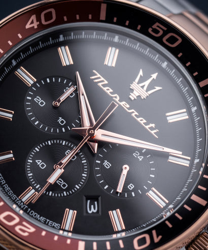 Maserati SFIDA Chronograph Black Dial Two Tone Steel Strap Watch For Men - R8873640009 Buy Now By Maserati