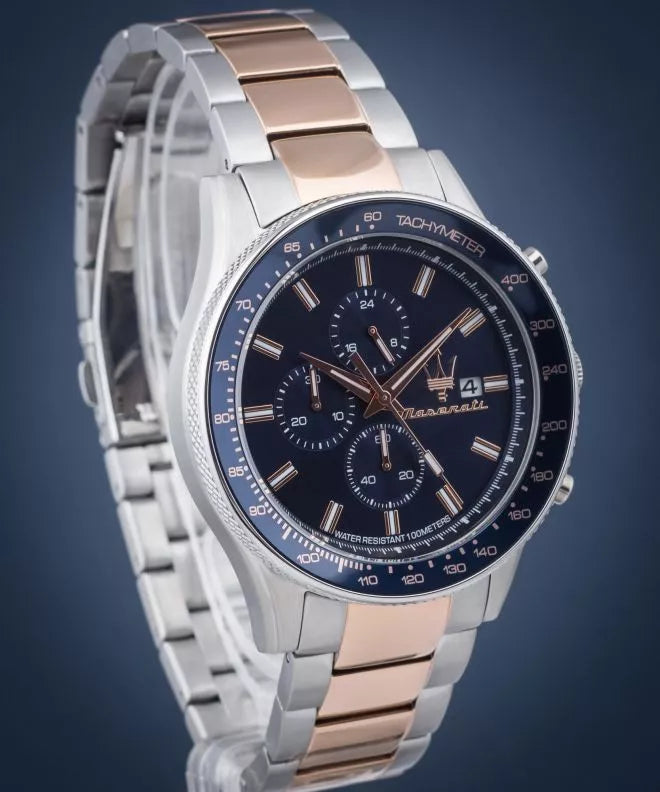Maserati SFIDA Chronograph Blue Dial Two Tone Steel Strap Watch For Men - R8873640012 Buy Now By Maserati