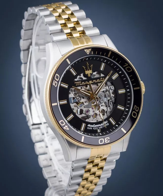 Maserati SFIDA Automatic Skeleton Black Dial Two Tone Steel Strap Watch For Men - R8823140010 Buy Now By Maserati