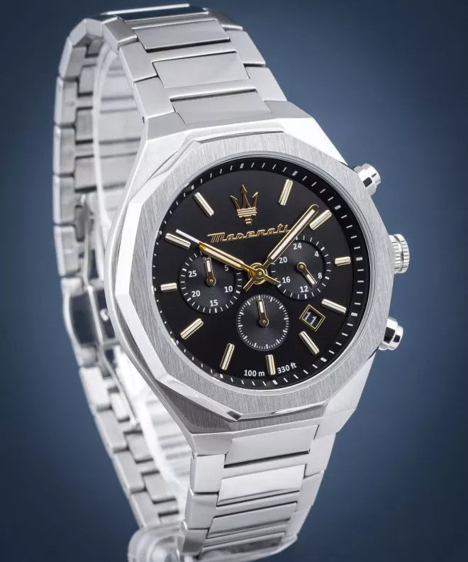 Maserati Stile Chronograph Black Dial Silver Steel Strap Watch For Men - R8873642010 Buy Now By Maserati