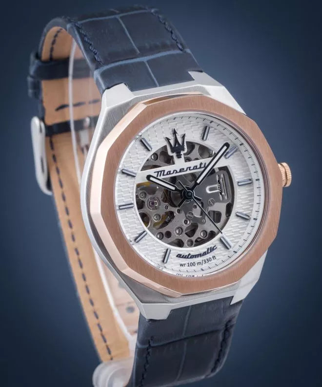 Maserati Stile Automatic Limited Edition White Dial Blue Leather Strap Watch For Men - R8821142001 Buy Now By Maserati