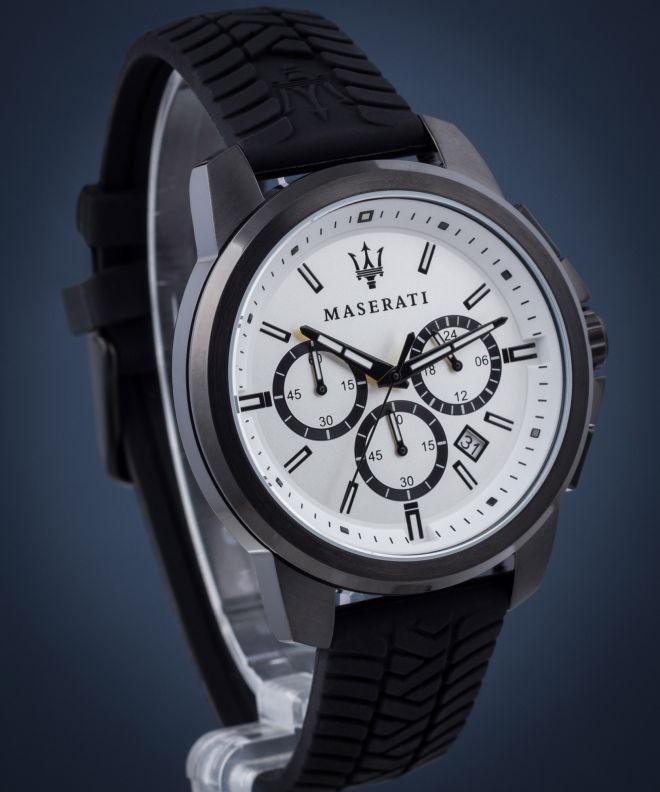 Maserati Successo 44mm White Dial Black Silicone Strap Watch For Men - R8871621010 Buy Now By Maserati