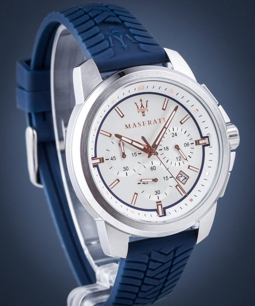 Maserati Successo Chronograph White Dial Blue Rubber Strap Watch For Men - R8871621013 Buy Now By Maserati