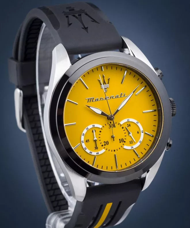 Maserati Traguardo Chronograph Yellow Dial Black Silicone Strap Watch For Men - R8871612045 Buy Now By Maserati