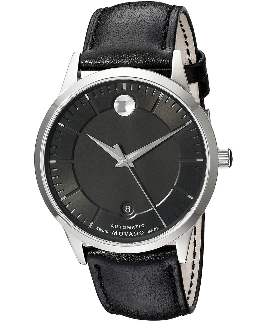 Movado 1881 Automatic Black Dial Black Leather Strap Watch for Men - 606873 Buy Now By Movado
