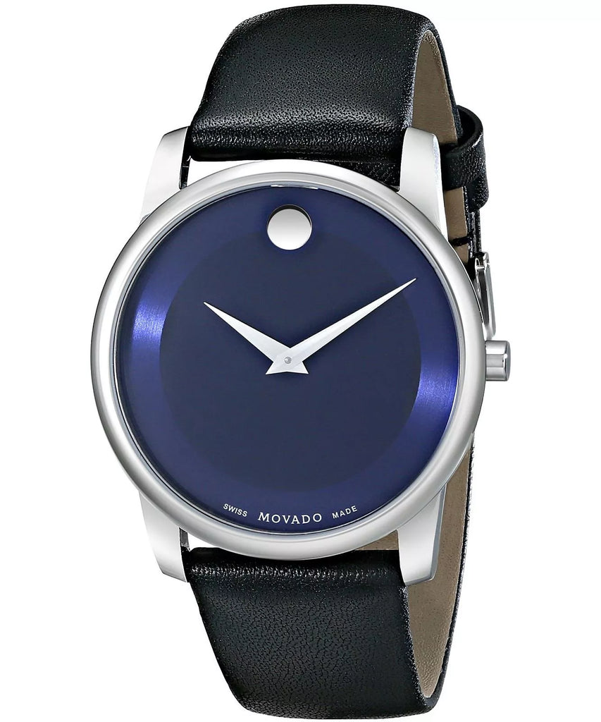 Movado Museum Classic Blue Dial Black Leather Strap Watch for Men - 606610 Buy Now By Movado