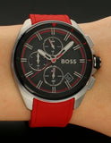 Hugo Boss Volane Black Dial Red Rubber Strap Watch for Men - 1513959 Buy Now By Hugo Boss