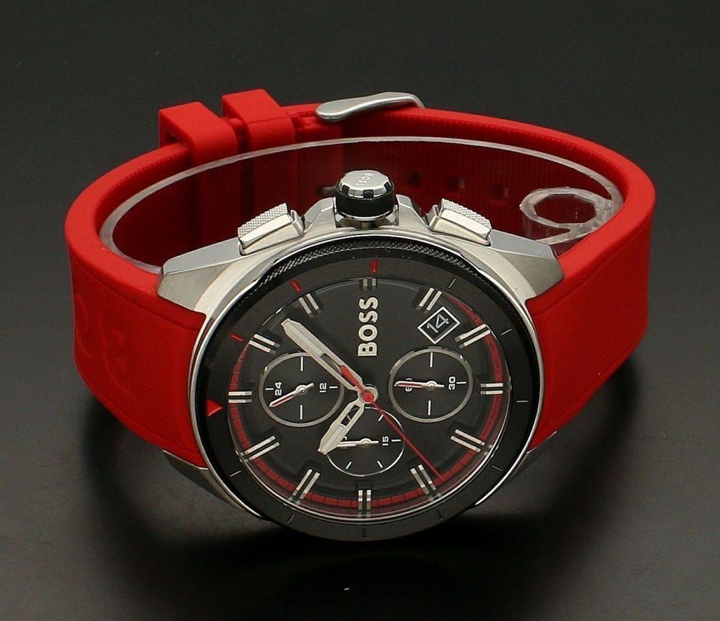 Hugo Boss Volane Black Dial Red Rubber Strap Watch for Men - 1513959 Buy Now By Hugo Boss