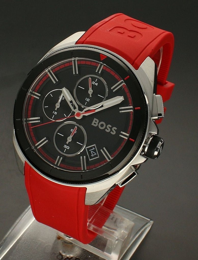 Hugo Boss Volane Black Dial Red Rubber Strap Watch for Men - 1513959 Buy Now By Hugo Boss