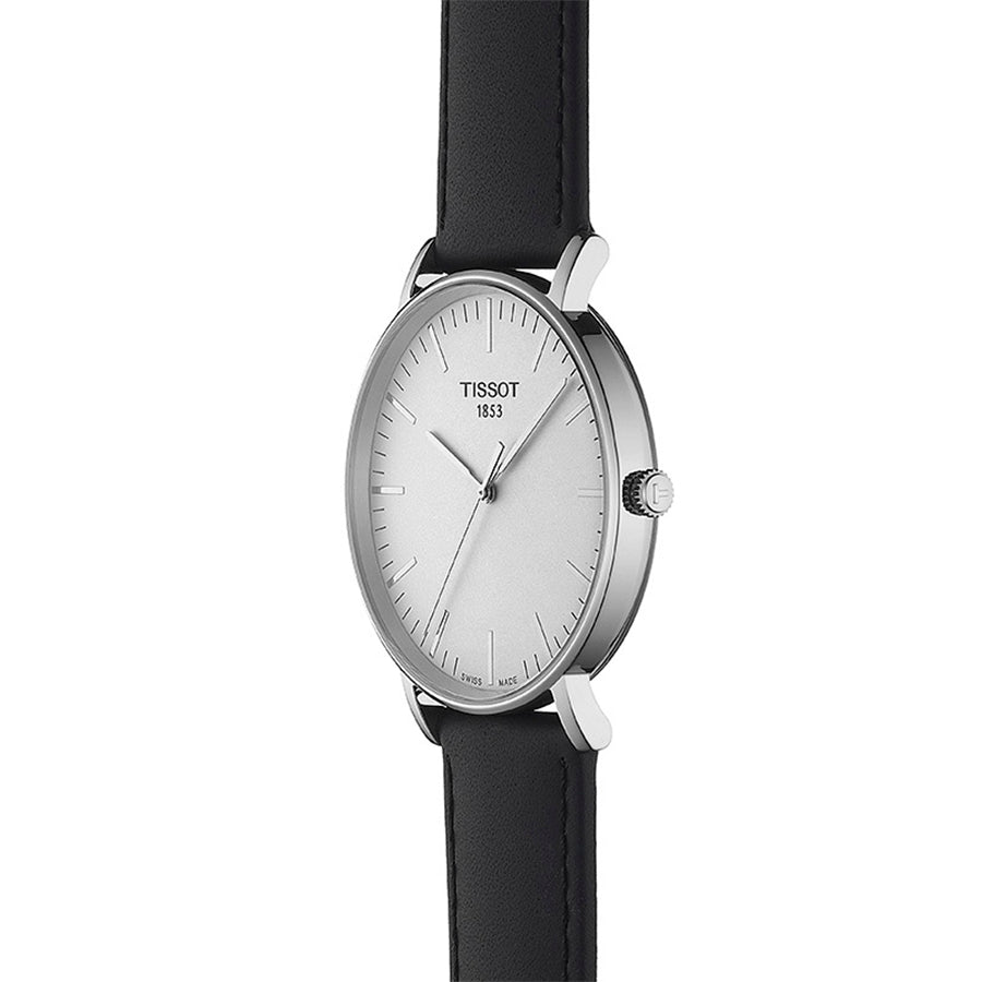 Tissot T Classic Everytime Large White Dial Black Leather Strap Watch For Men - T109.610.16.031.00 Buy Now By Tissot