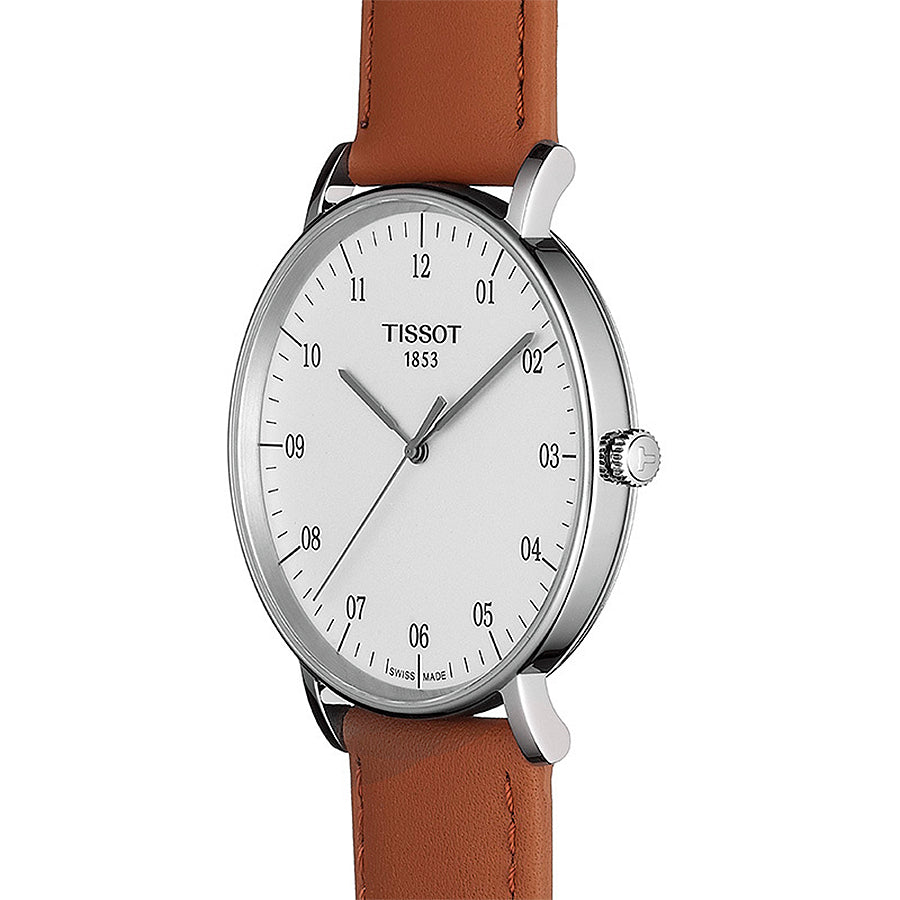 Tissot T Classic Everytime Large White Dial Brown Leather Strap Watch For Men - T109.610.16.037.00 Buy Now By Tissot